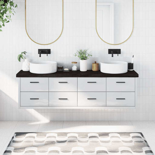 Bathroom Countertop Dark Brown 180x40x(2-6) cm Treated Solid Wood