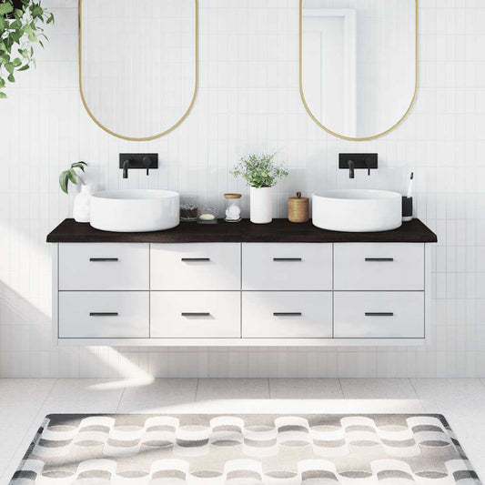 Bathroom Countertop Dark Brown 180x50x(2-4) cm Treated Solid Wood