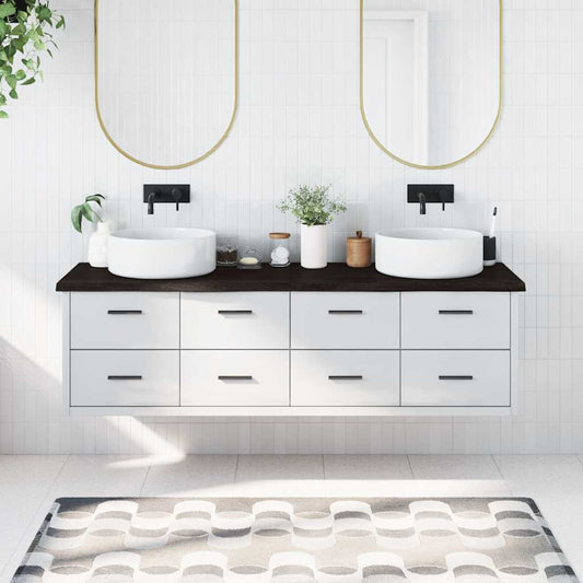 Bathroom Countertop Dark Brown 180x60x(2-4) cm Treated Solid Wood