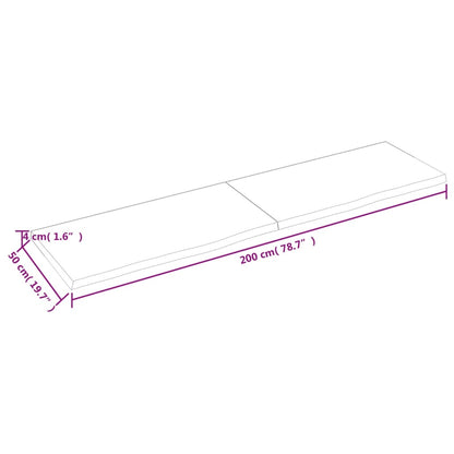 Bathroom Countertop Dark Brown 200x50x(2-4) cm Treated Solid Wood
