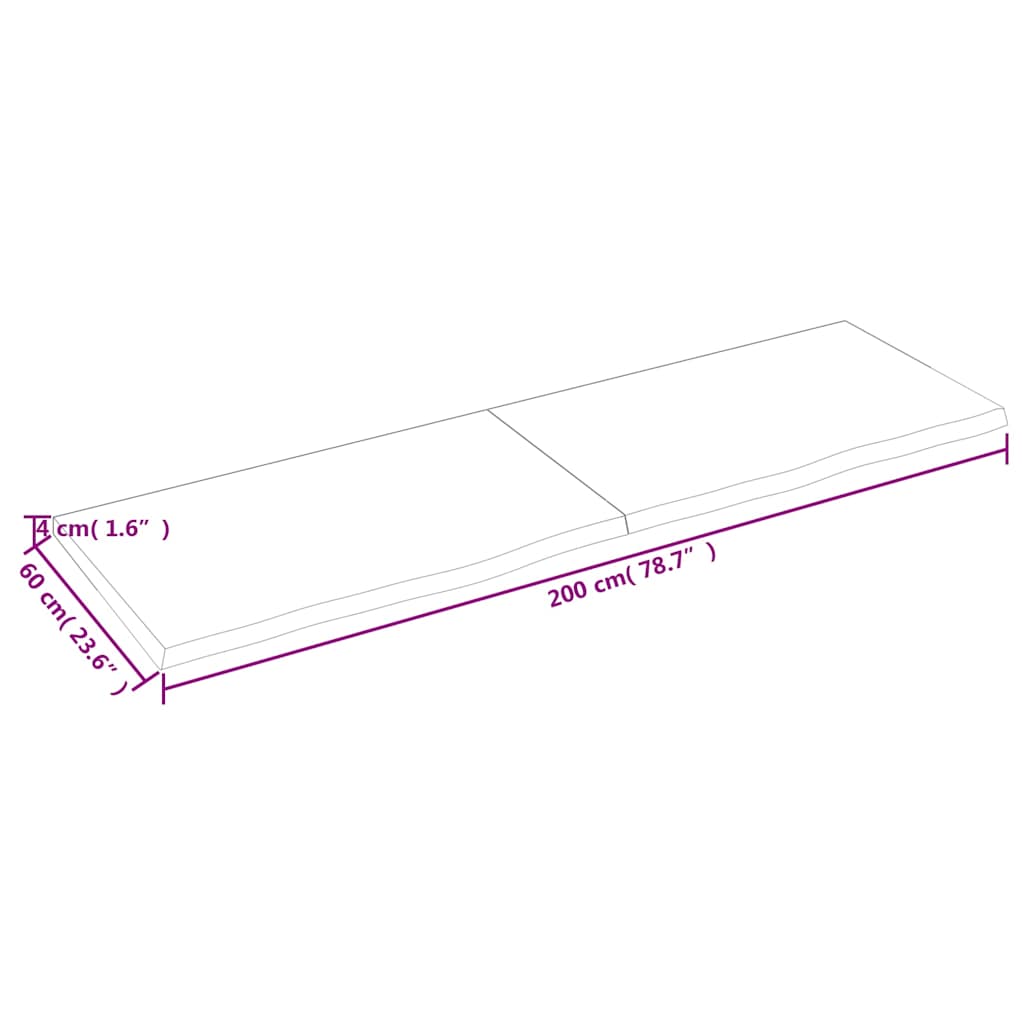 Bathroom Countertop Dark Brown 200x60x(2-4) cm Treated Solid Wood