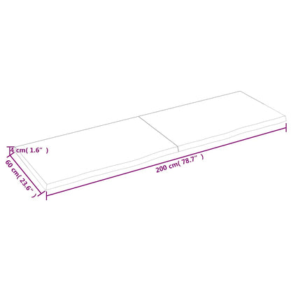 Bathroom Countertop Dark Brown 200x60x(2-4) cm Treated Solid Wood