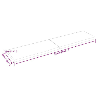 Bathroom Countertop Dark Brown 220x50x(2-6) cm Treated Solid Wood