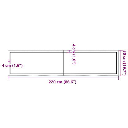 Bathroom Countertop Dark Brown 220x50x(2-6) cm Treated Solid Wood