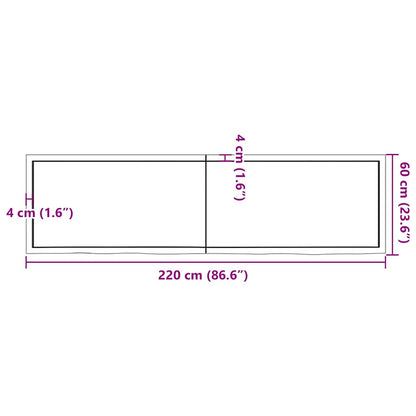 Bathroom Countertop Dark Brown 220x60x(2-4) cm Treated Solid Wood