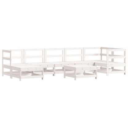 8 Piece Garden Lounge Set White Solid Wood Pine