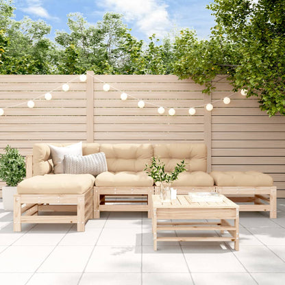 6 Piece Garden Lounge Set Solid Wood Pine