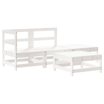 4 Piece Garden Lounge Set White Solid Wood Pine