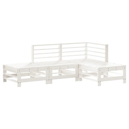 4 Piece Garden Lounge Set White Solid Wood Pine