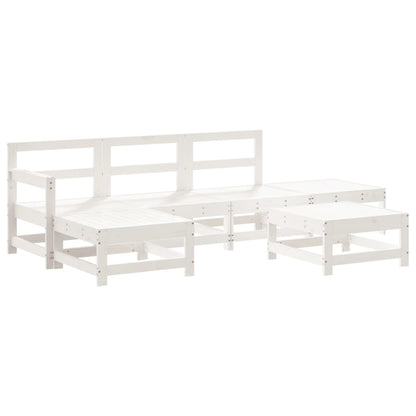 6 Piece Garden Lounge Set White Solid Wood Pine