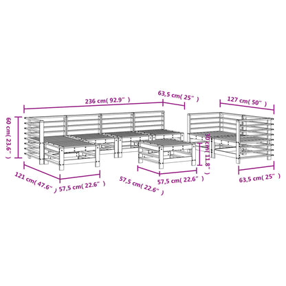 8 Piece Garden Lounge Set Solid Wood Pine