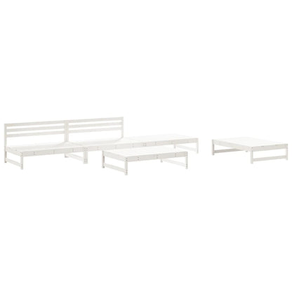 5 Piece Garden Lounge Set White Solid Wood Pine