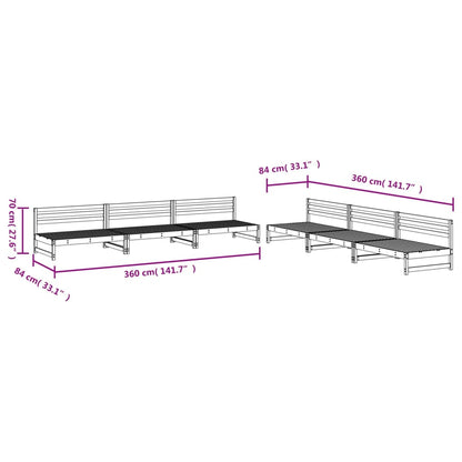 6 Piece Garden Lounge Set White Solid Wood Pine