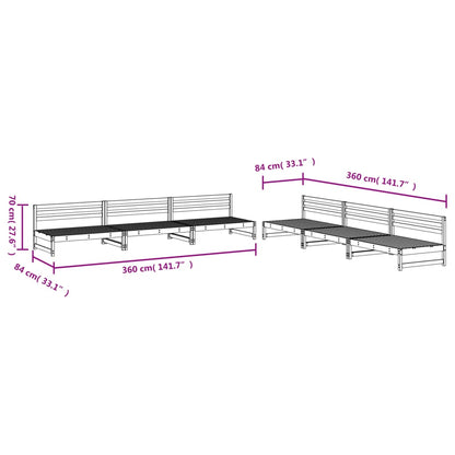 6 Piece Garden Lounge Set Grey Solid Wood Pine