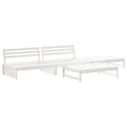 4 Piece Garden Lounge Set White Solid Wood Pine