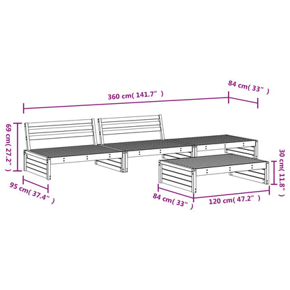 4 Piece Garden Lounge Set White Solid Wood Pine