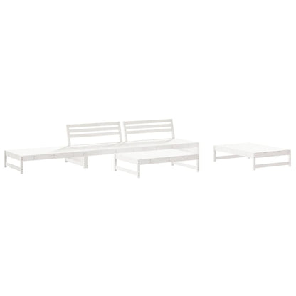 6 Piece Garden Lounge Set White Solid Wood Pine