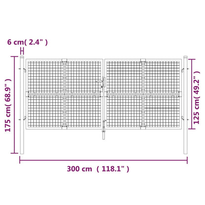 Mesh Garden Gate Anthracite 300x125 cm Galvanised Steel