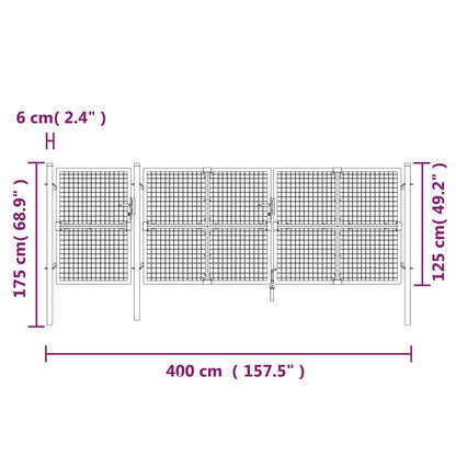 Mesh Garden Gate Anthracite 400x175 cm Galvanised Steel