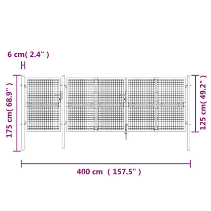 Mesh Garden Gate Silver 400x175 cm Galvanised Steel