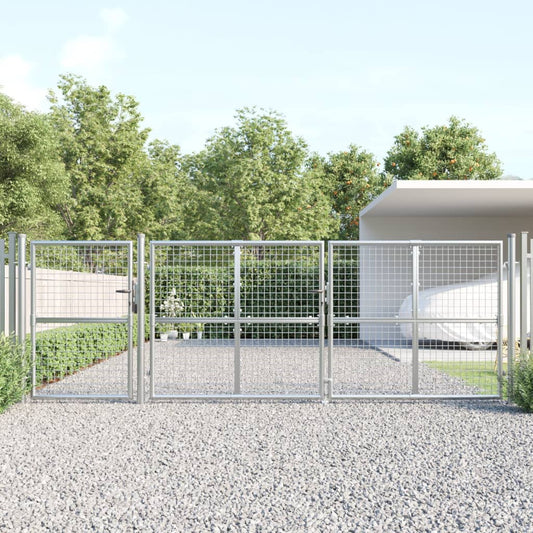 Mesh Garden Gate Silver 400x175 cm Galvanised Steel