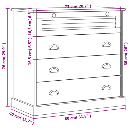 Chest of Drawers VIGO Grey 80x40x76 cm Solid Wood Pine