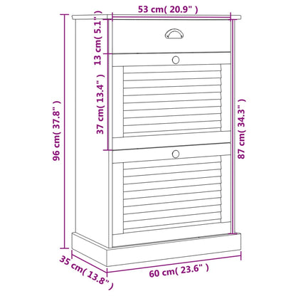 Shoe Cabinet VIGO 60x35x96 cm Grey Solid Wood Pine
