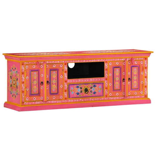 TV Cabinet Pink 110x30x40 cm Solid Wood Mango