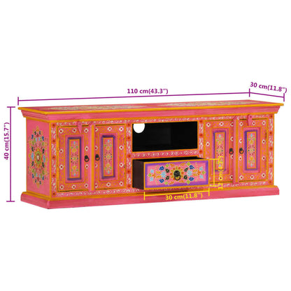 TV Cabinet Pink 110x30x40 cm Solid Wood Mango