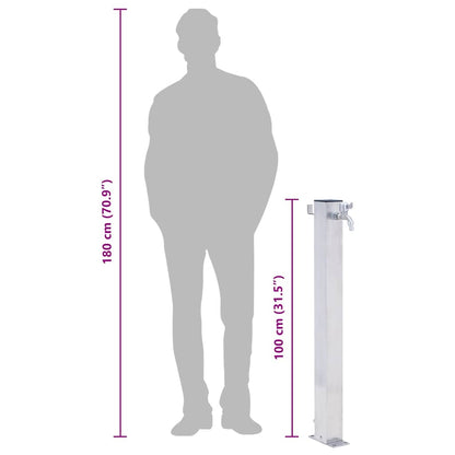 Garden Water Column 100 cm Stainless Steel Square