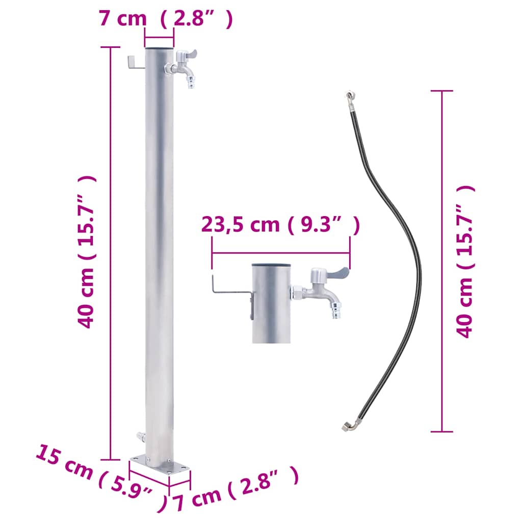 Garden Water Column 40 cm Stainless Steel Round