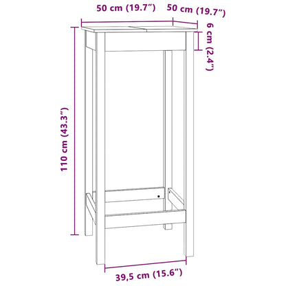 Bar Table White 50x50x110 cm Solid Wood Pine