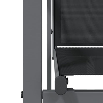 7 Piece Garden Dining Set Black Textilene and Steel