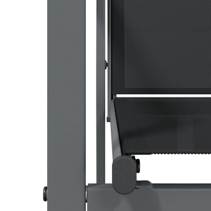 7 Piece Garden Dining Set Black Textilene and Steel