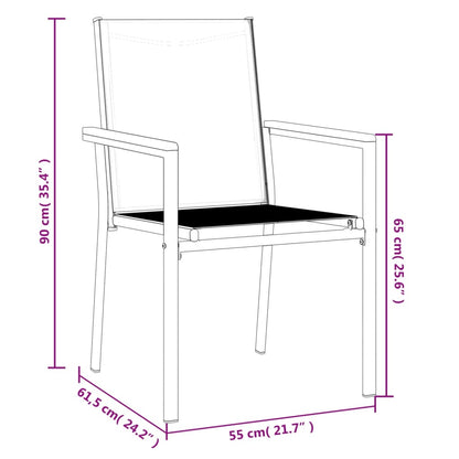 Garden Chairs 6 pcs Black 55x61.5x90 cm Textilene and Steel