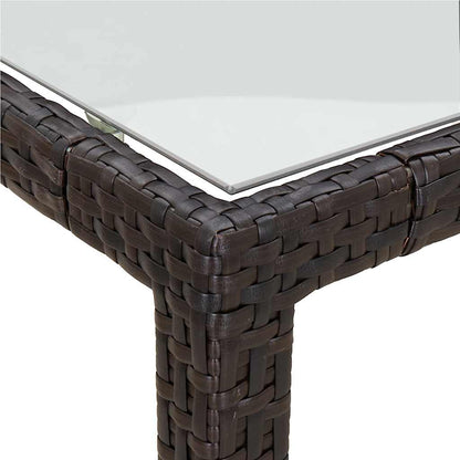 7 Piece Garden Dining Set with Cushions Brown Poly Rattan