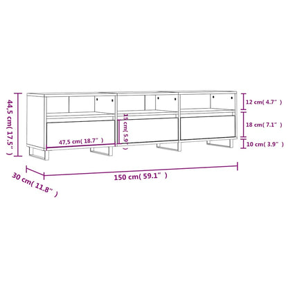 TV Cabinet Concrete Grey 150x30x44.5 cm Engineered Wood
