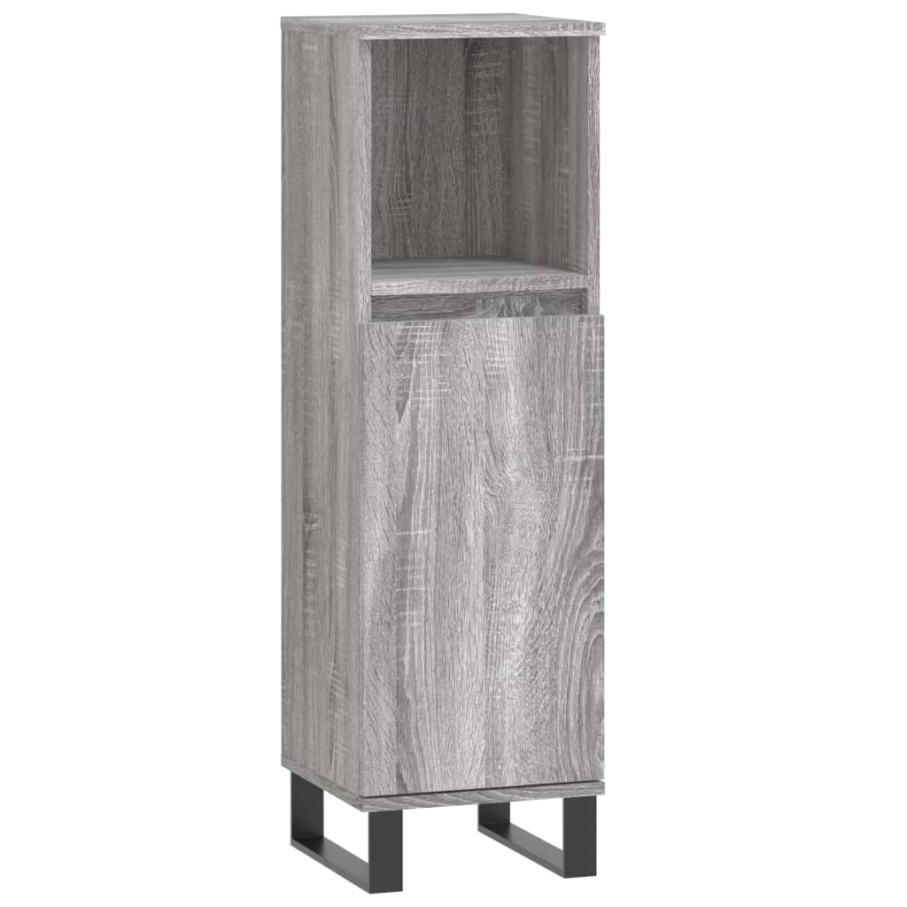 Bathroom Cabinet Grey Sonoma 30x30x100 cm Engineered Wood