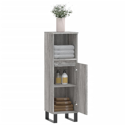Bathroom Cabinet Grey Sonoma 30x30x100 cm Engineered Wood