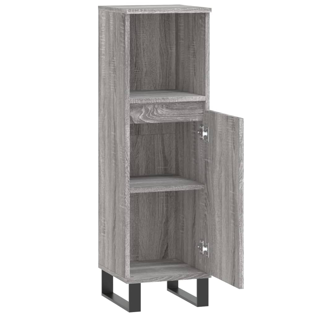 Bathroom Cabinet Grey Sonoma 30x30x100 cm Engineered Wood