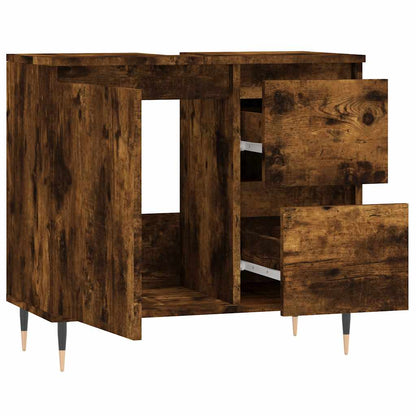 Bathroom Cabinet Smoked Oak 65x33x60 cm Engineered Wood