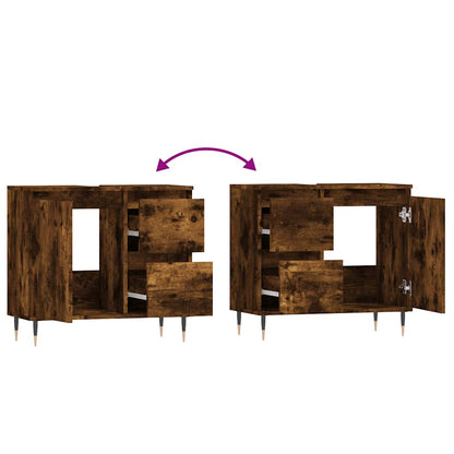 Bathroom Cabinet Smoked Oak 65x33x60 cm Engineered Wood