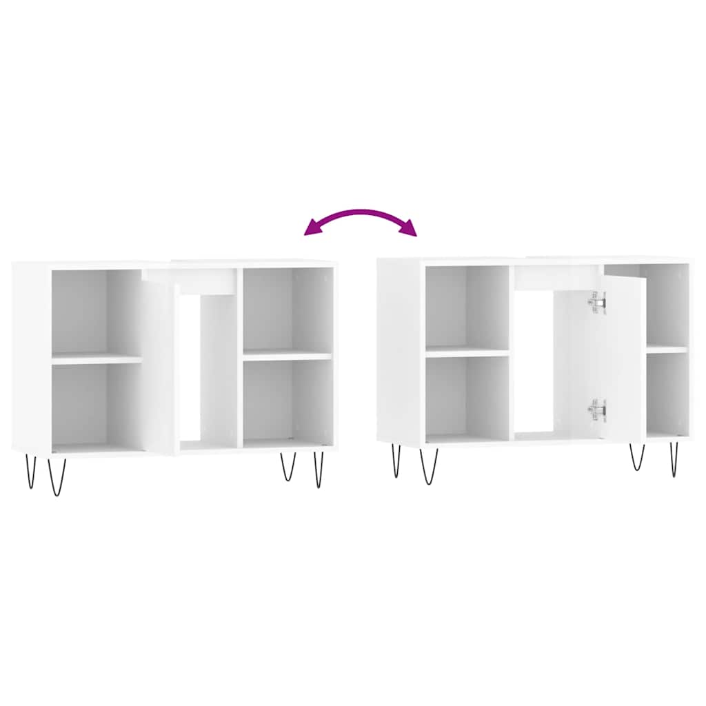 Bathroom Cabinet High Gloss White 80x33x60 cm Engineered Wood