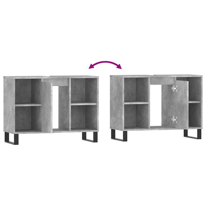 Bathroom Cabinet Concrete Grey 80x33x60 cm Engineered Wood