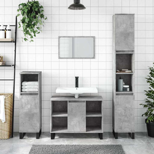 Bathroom Cabinet Concrete Grey 80x33x60 cm Engineered Wood