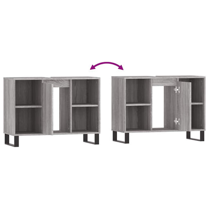 Bathroom Cabinet Grey Sonoma 80x33x60 cm Engineered Wood