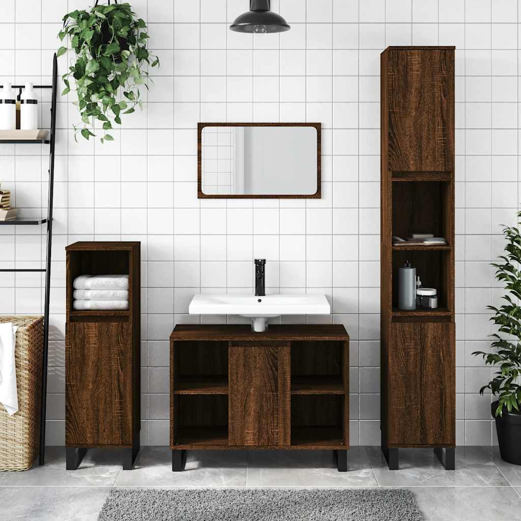 Bathroom Cabinet Brown Oak 80x33x60 cm Engineered Wood
