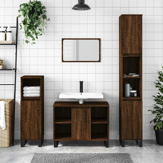 Bathroom Cabinet Brown Oak 80x33x60 cm Engineered Wood