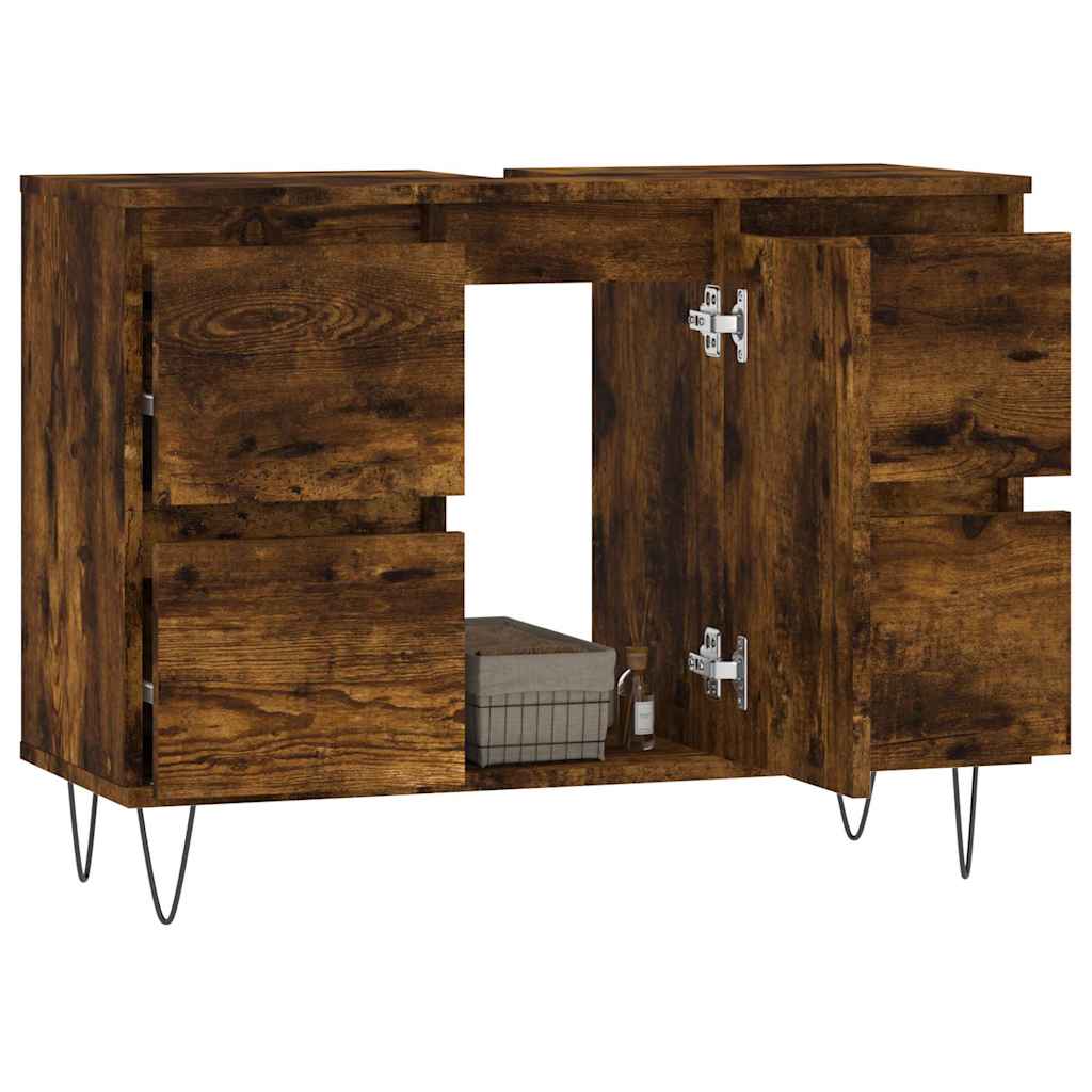 Bathroom Cabinet Smoked Oak 80x33x60 cm Engineered Wood