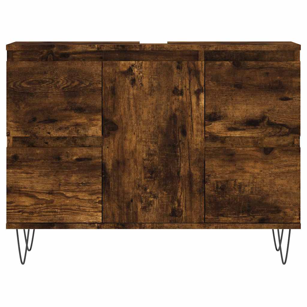 Bathroom Cabinet Smoked Oak 80x33x60 cm Engineered Wood